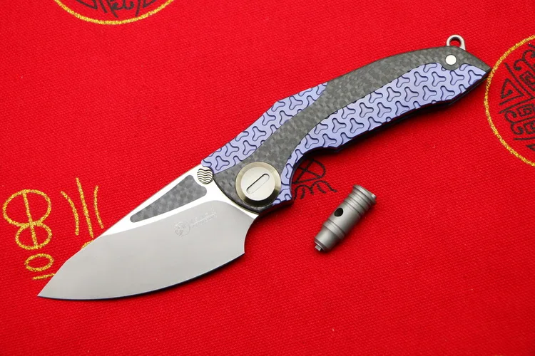 Blue stone wash VENOM ARMOUR M390 лезвие Титан CF Флиппер Складной нож Открытый Отдых Охота Выживание Карманный Кухня Фрукты Ножи EDC инструменты - Цвет: Blue stone wash
