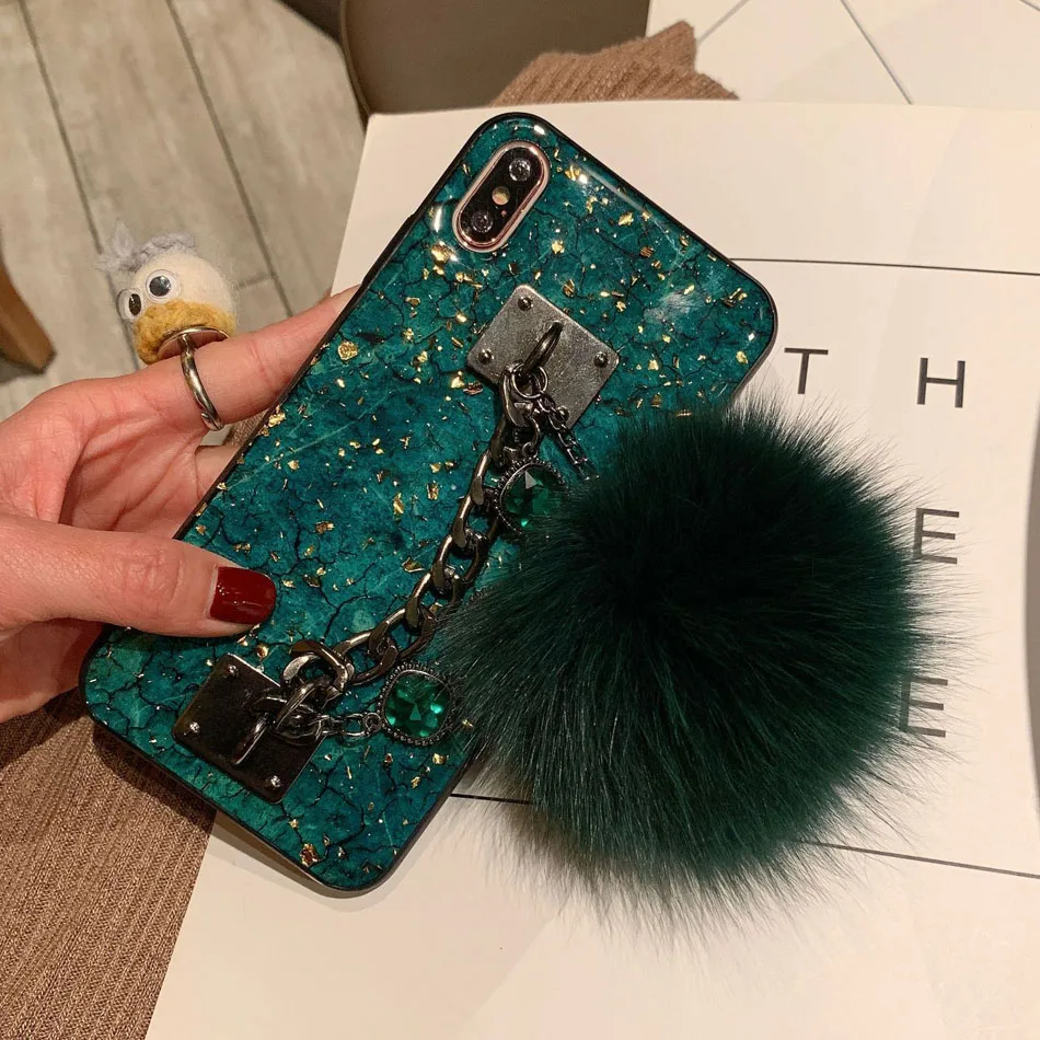 Чехлы для телефонов iPhone 12 Mini 11 Pro Max XR XS X 8 7 6 6S Plus SE 2020 чехол с блестящим лисьим мехом