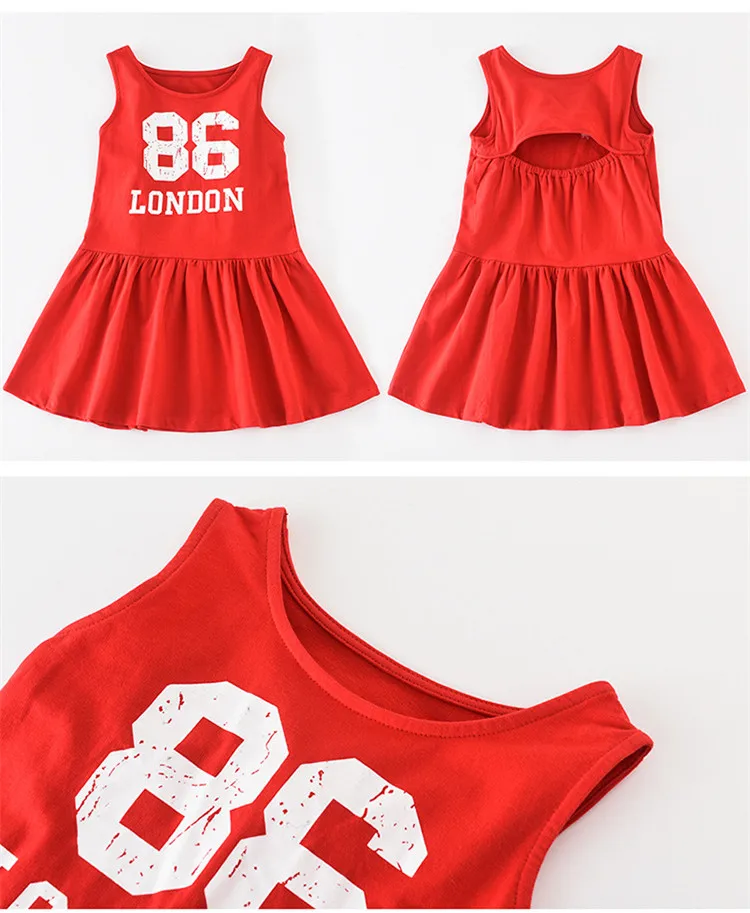 Kids Girls Cotton Summer Dresses 2019 New Big Teenage Sleeveless Dress Preppy for Red Vestidos 8 9 10 12 Years | Детская одежда и
