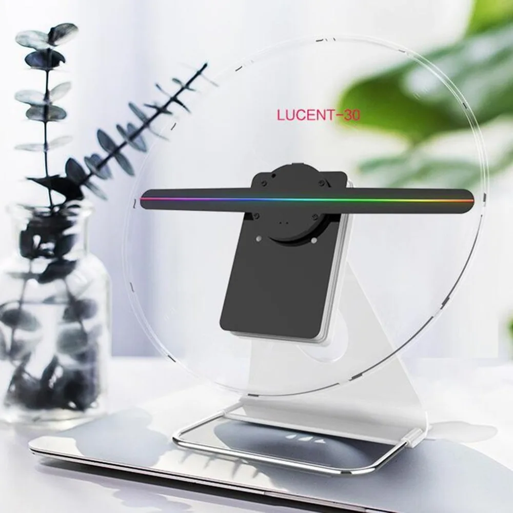 3D Holographic Projector Display Fan LED Hologram Player Lamp Rechargeable Video Light 30cm 256 LED New Arrival