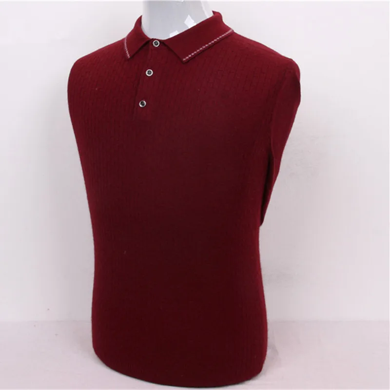 Мужской пуловер из козьей шерсти супер большой с темными полосками 100% воротник