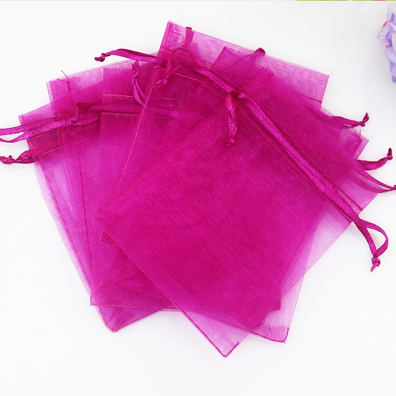 

30x40cm (11.8"x15.7") 50pcs Hot Pink Organza Bag Large Wedding Jewelry Packaging Bag Cute Organza Pouches Drawstring Gift Bags