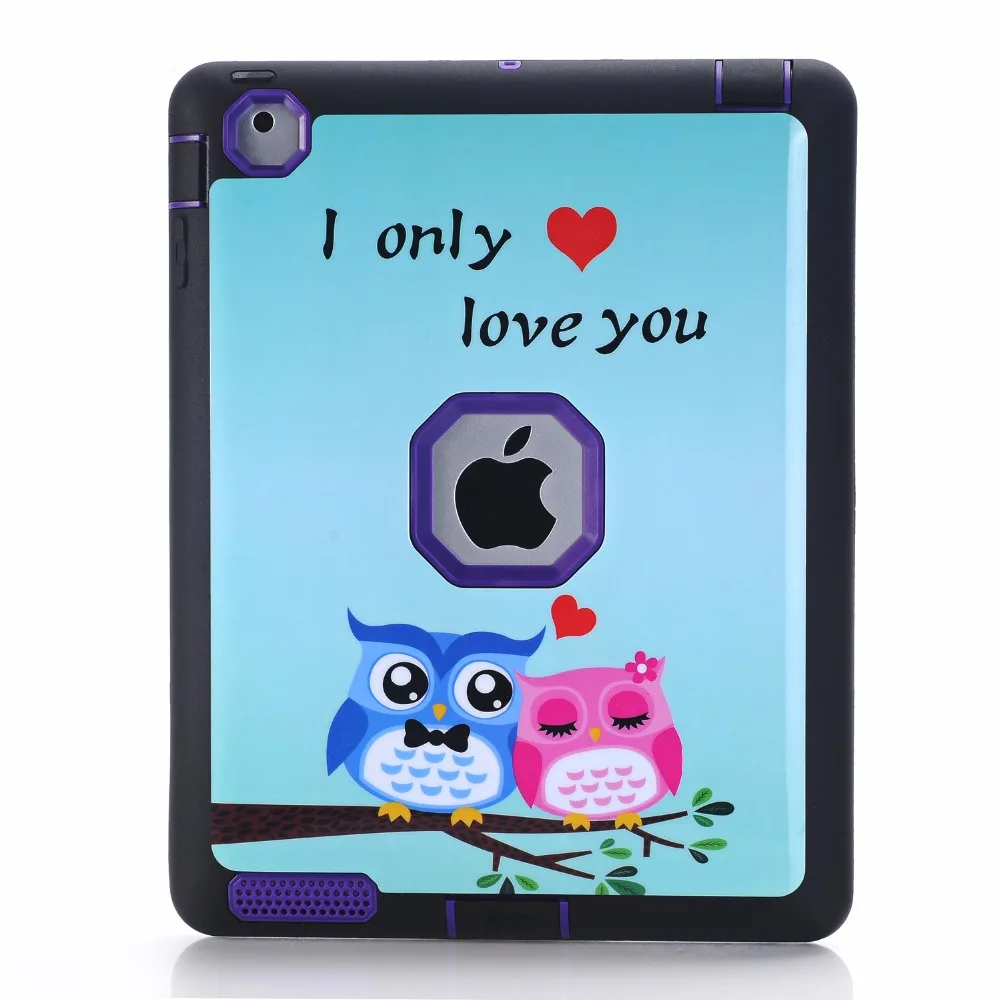 Противоударный Защитный 3 в 1 ТПУ &amp PC Сова Pattern tablet case cover for Apple ipad 2 4 |