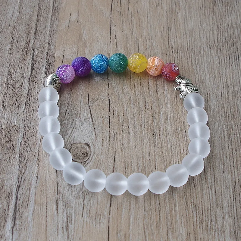 Женский и мужской браслет ручной работы из бисера 7 чакр белый слон молитва мала