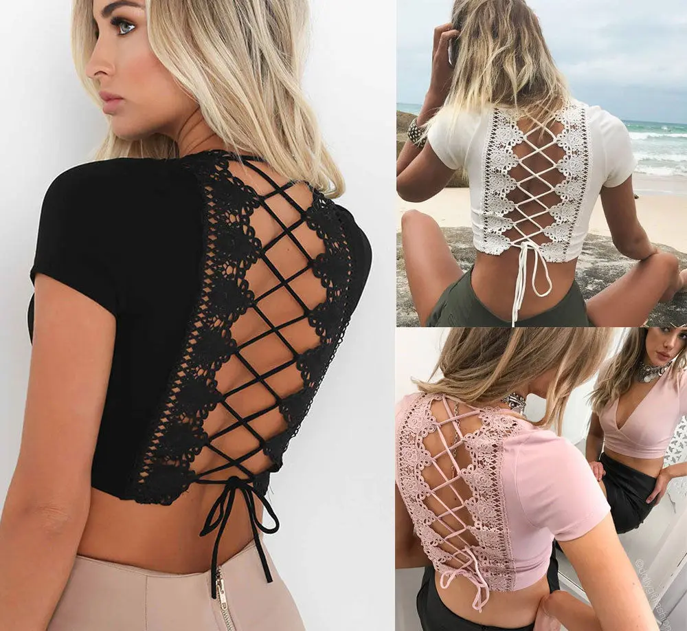 Женская футболка облегающая с глубоким треугольным вырезом 2017 | одежда