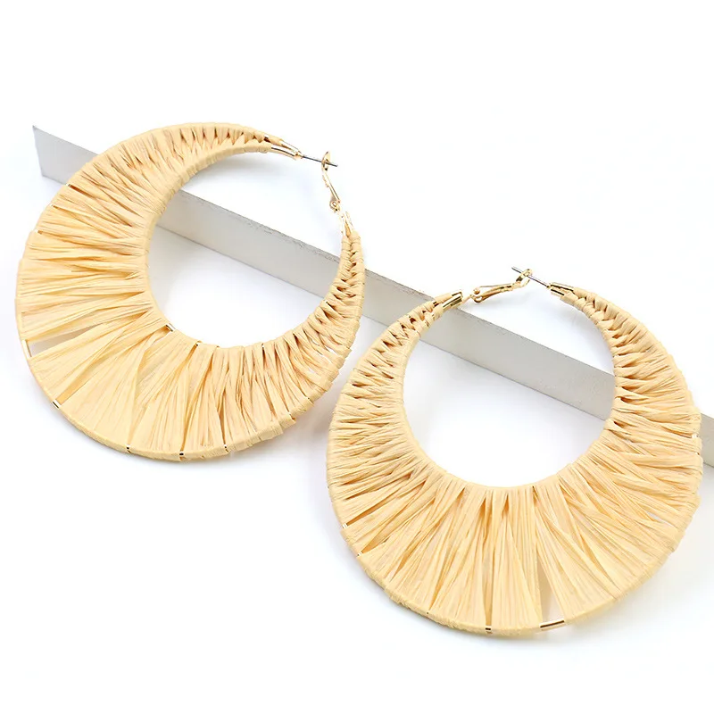 Новые серьги-кольца RAFFIA для женщин Простые богемные геометрические круглые полые серьги ювелирные изделия многоуровневые массивные серьги-кольца Bijoux