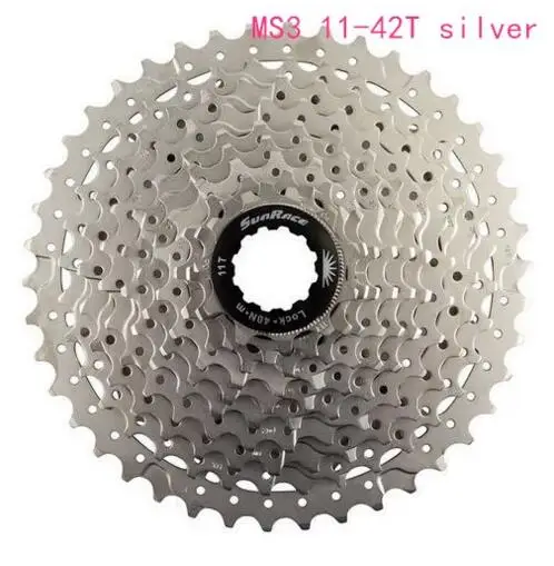 MS3 11-42T silver Sunracing 10 скоростей CSMS3 CSMX3 11-40 t/11-42/11-46 t mtb велосипед свободные колеса кассета широкое соотношение mtb велосипед кассета - Цвет: MS3 11-42T silver