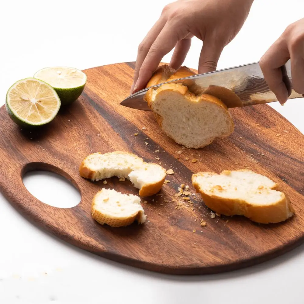 Овальная искусственная кухонная доска из дерева акации разделочная для фруктов