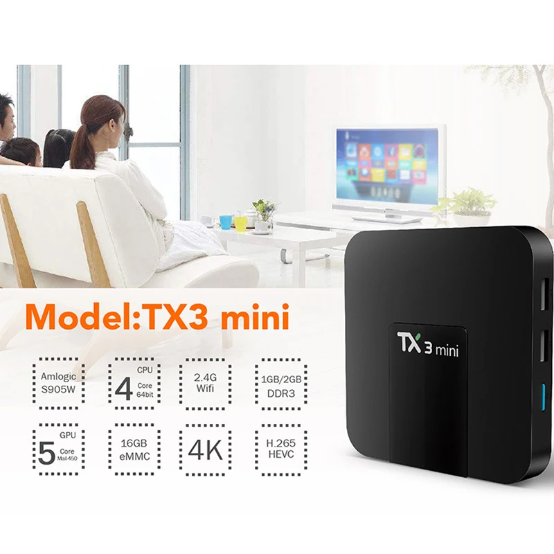 Tx3 Мини Android 7 1 Smart Tv Box 2 ГБ 16 Amlogic S905w 4 ядра телеприставки H.265 4k WiFi Iptv поле Tx3mini 8