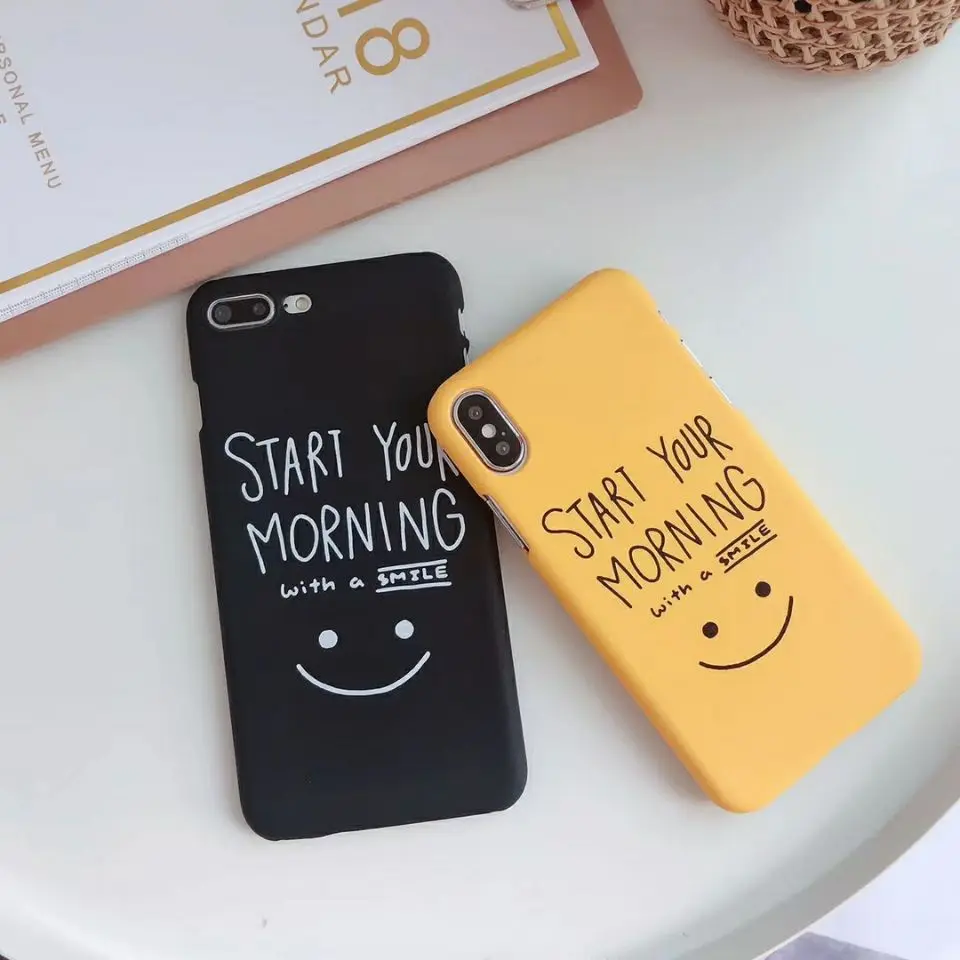 Cute Smile Pattern Case Slim High quality Hard PC Cover For Apple iPhone X 8 6 7 Plus |