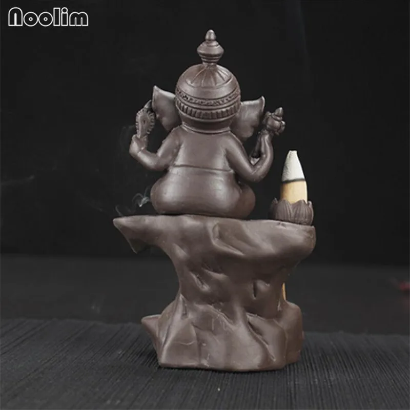 Индийский Будда Ганеша обратная ладана горелка слон Бог эмблема благоприятный