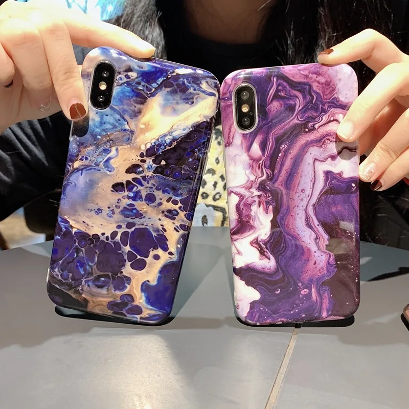 Цветной чехол для телефона с рисунком граффити iPhone X XS Max XR глянцевый мраморный IMD