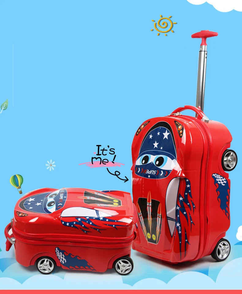 New 3D Kids Suitcase on wheels car trolley luggage travel cabin suitcase for boys suitcase Children cartoon Rolling luggage