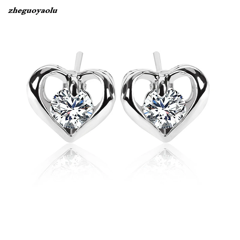 Серьги пусеты в виде сердца из высококачественного металла с