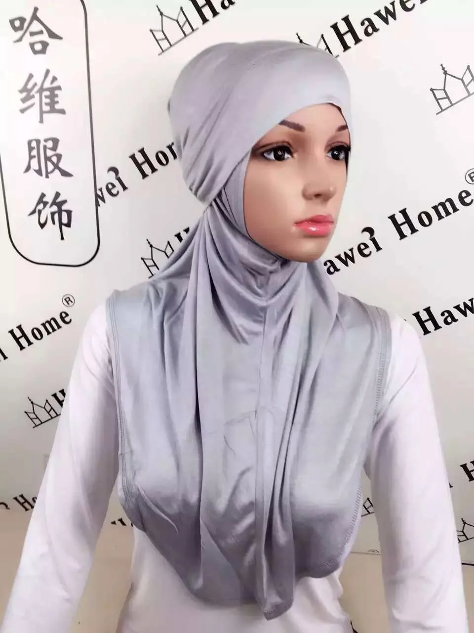 (12 шт./лот) из двух предметов хлопчатобумажный простой мусульманский хиджаб