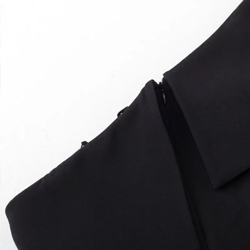 Настоящая фотография одно плечо черного атласа без рукавов Асимметричный