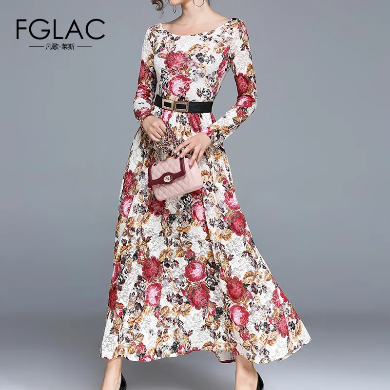 Женское платье с длинным рукавом элегантное облегающее длинное принтом