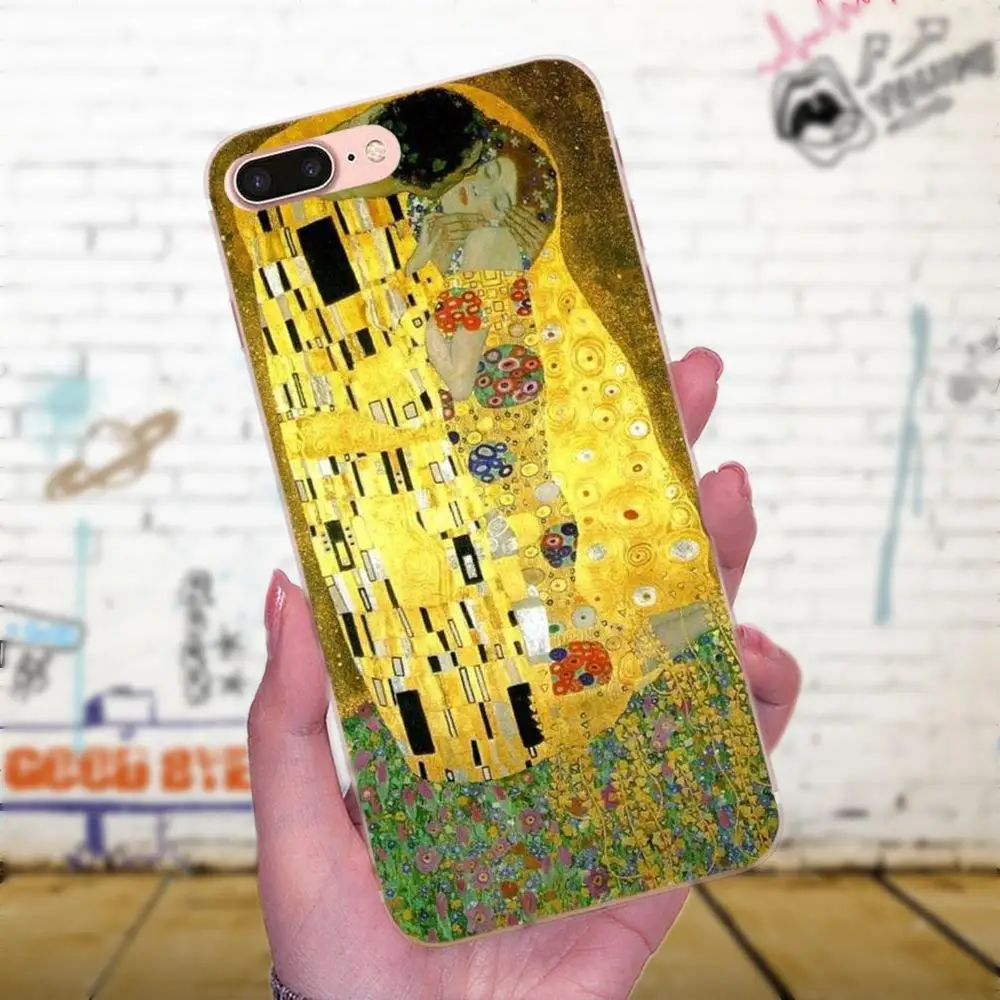 Мягкая кожа Paintin для Apple iPhone X XS Max XR 4 4S 5 5C 5S SE 6 6S 7 8 Plus Gustav Klimt Tree Life Kiss|Чехлы-накладки|