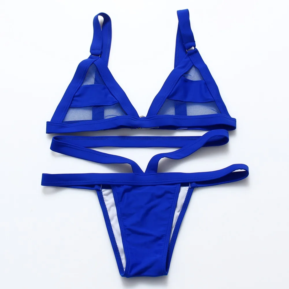 2019 женский сексуальный комплект бикини из сетчатой ткани кружевные ажурные топы