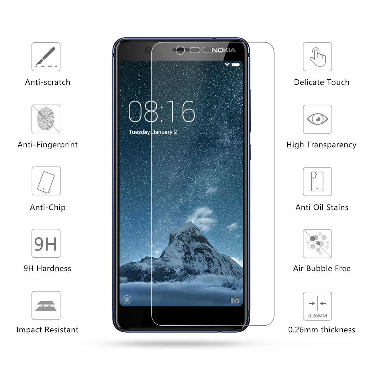 2.5D 0 26 мм 9H Премиум Закаленное стекло для Nokia 5 1 Защитная пленка 5&quot | Мобильные