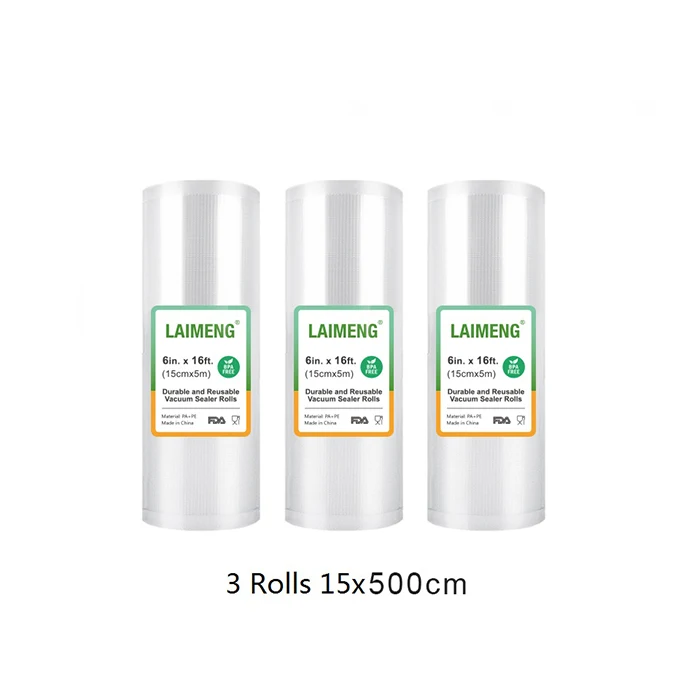 3R 15-500cm LAIMENG 3 рулона вакуумной упаковки, пакеты для вакуумного упаковщика, пленка для вакуумного упаковщика, упаковочная машина, текстурированная вакуумная сумка для хранения продуктов R119 - Цвет: 3R 15-500cm