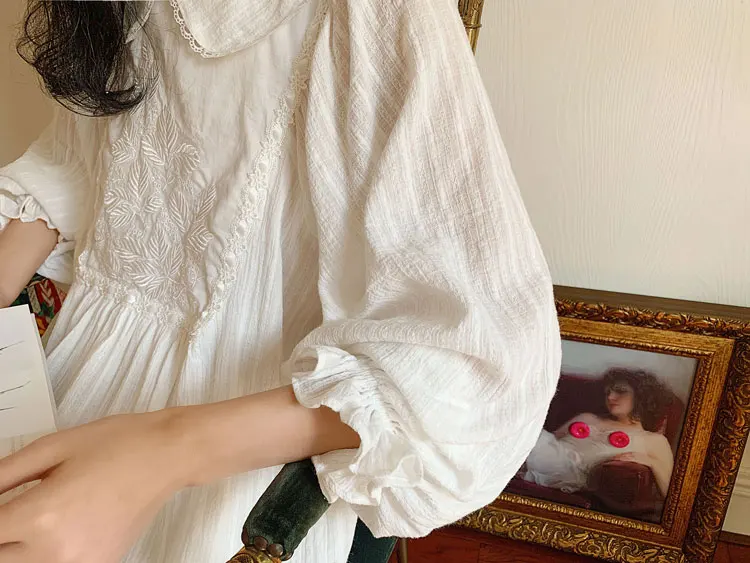 Женская ночная рубашка принцессы в стиле Лолиты, винтажное платье в дворцовом стиле, широкие кружевные ночные рубашки. Хлопковая Ночная рубашка в викторианском стиле, одежда для сна