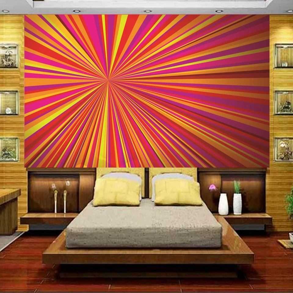 3D-обои на заказ фотообои для гостиной с цветным излучением диваном фоном