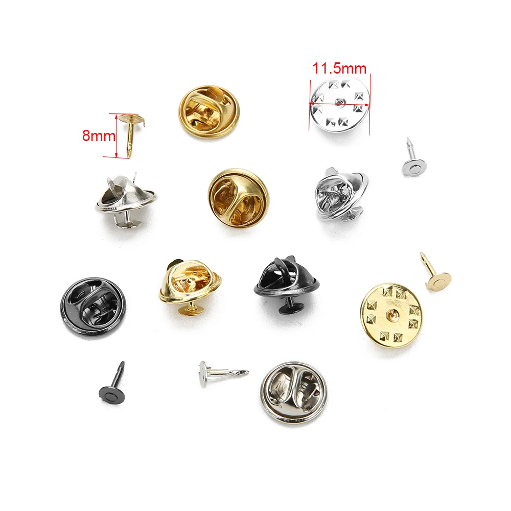 

50pcs Gold Rhodium Color Copper Nail Tie Tack Lapel Pin Back Clutch Scatter Butterfly Clasp Squeeze Badge Holder DIY Jewelry