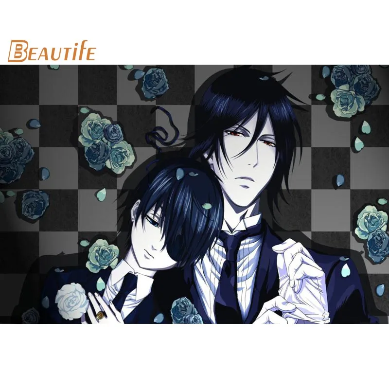 Custom Black Butler Silk Fabric poster Home Decoration Wall Art New Cloth wall print | Дом и сад