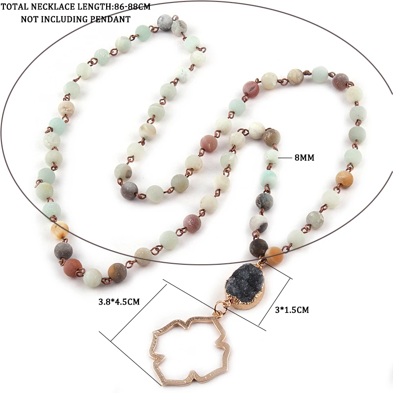 Модные богемный Племенной Jewelry Бусины и бисер halsband Амазонит Камни Природный Druzy