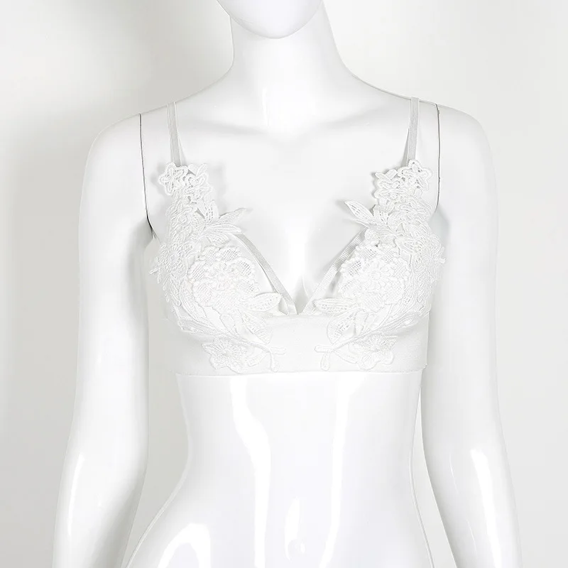 Сексуальная женщина полые Браллет бюстгальтер случайные дышащая кружева цветок