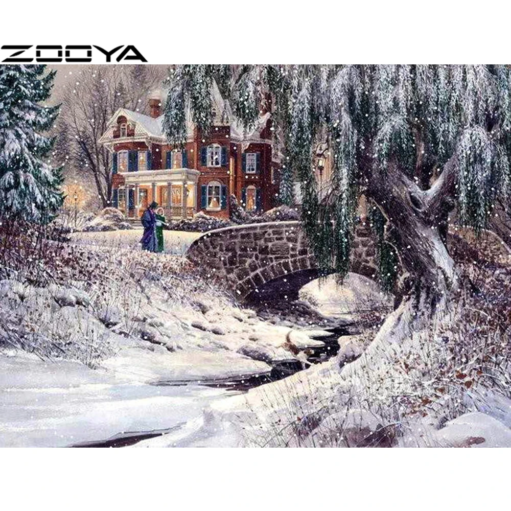 ZOOYA 5D DIY Алмазная картина наборы крестиков алмазная вышивка снежный мост парные