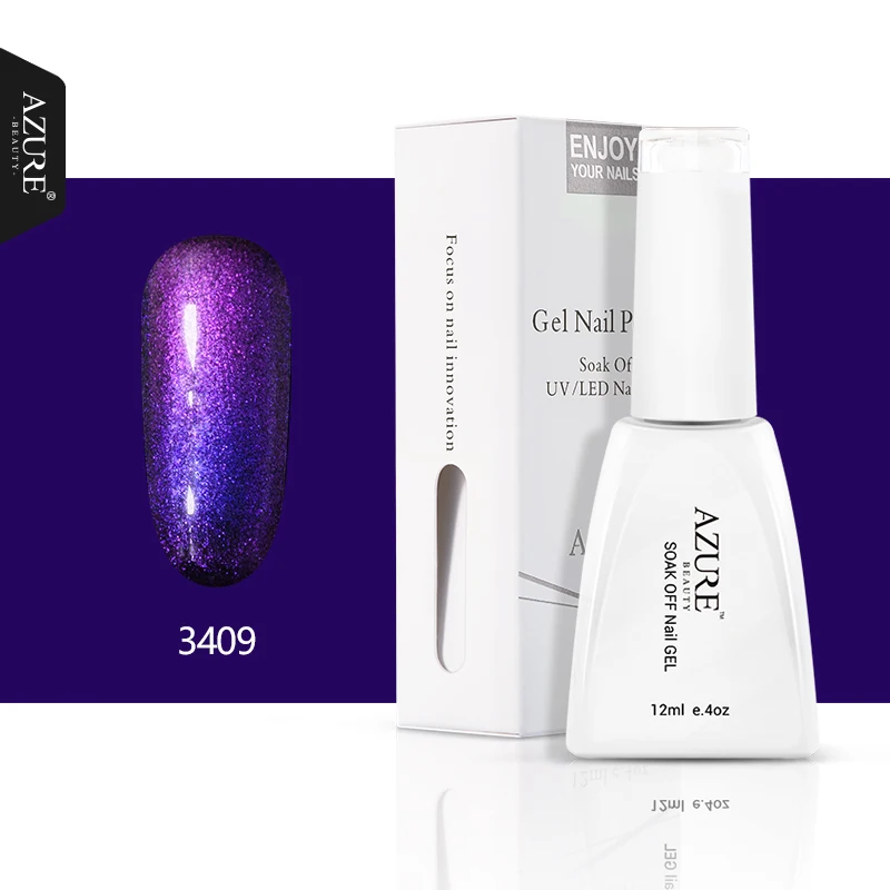 Azure beauty Хамелеон УФ-гель для ногтей Phantom Led Nail Art Гель лак Полупостоянный Гибридный лак нужен черный гель - Цвет: 3409