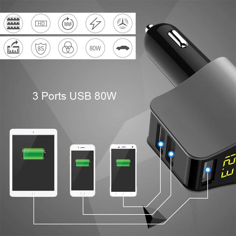 CHUNFA 3 Порты автомобиль USB Зарядное устройство автомобильного прикуривателя с