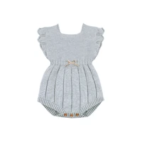 newborn baby bodysuits solid grey knitted infant girls sleeveless onesie jumpsuits outfits autumn winter children costumes 0 18m
