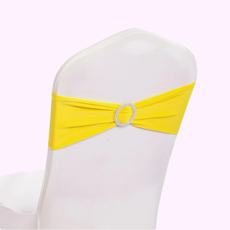 Bright yellow Чехлы на стулья для отелей украшения спинки стула вечерние праздничные принадлежности Эластичный Бант Лидер продаж для свадебного банкета Высокое качество 1 шт - Цвет: Bright yellow