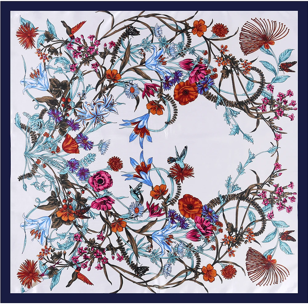 2021 этнический Шелковый женский шарф с цветочным принтом модный тонкий шейный