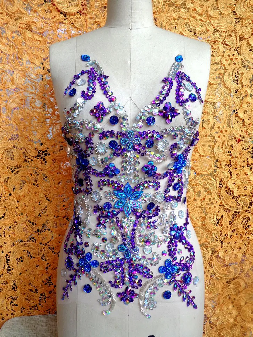 A71 чистый ручной работы пришить стразы аппликация Фиолетовый/прозрачный AB цвет