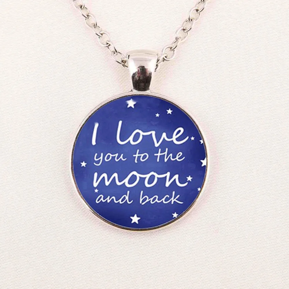 Оптовая продажа стеклянный кабошон 25 мм Ожерелье I Love You to the Moon and Back ожерелье