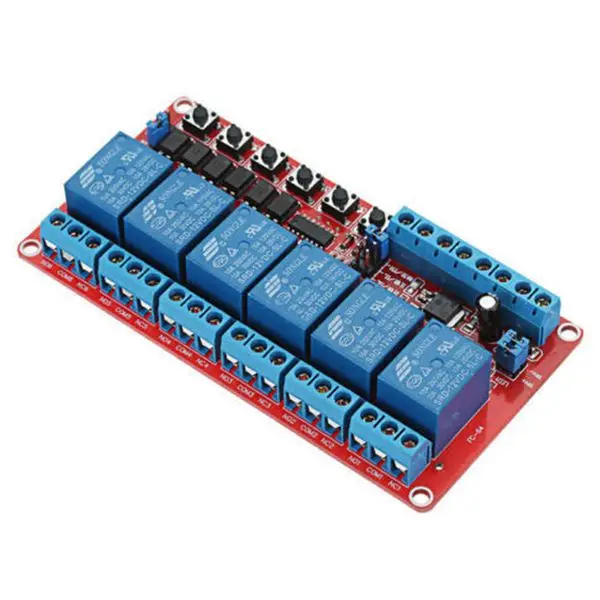 1 Piece 6-Channel Relay Module DC 12V High/Low Level trigger Self-Lock Quiescent current 23mA (L * W 110mm 57mm) ABS | Обустройство