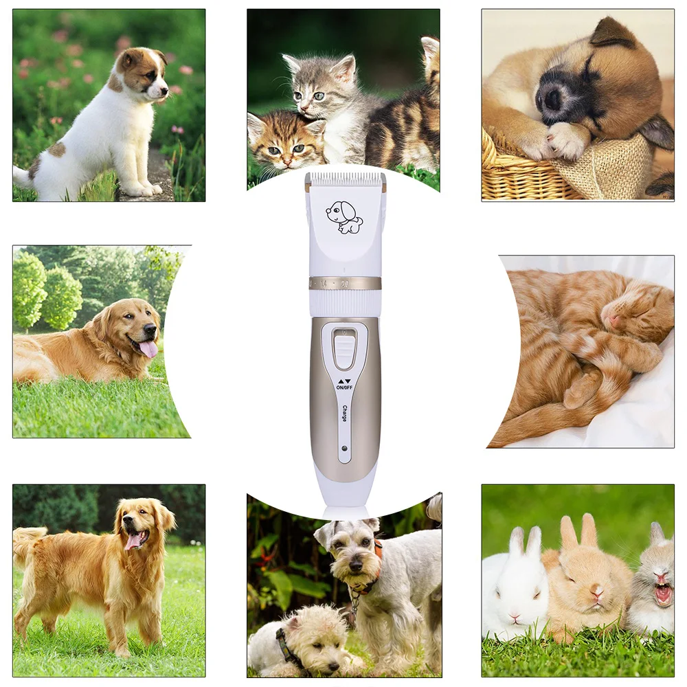 

Pet Grooming Hair Clipper Rechargeable Low Noise Cordless Dog Cat Rabbit Hair Trimmer Cutter Kit