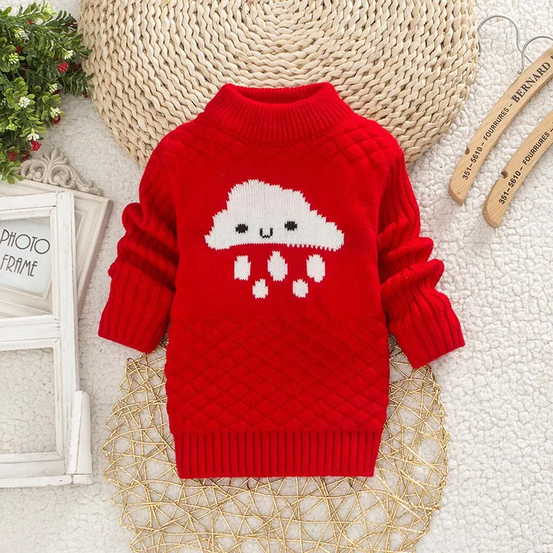 Red DIIMUU/Модная одежда для мальчиков и девочек; зимние теплые свитера; детская одежда; топы с круглым вырезом и милым принтом - Color: Red