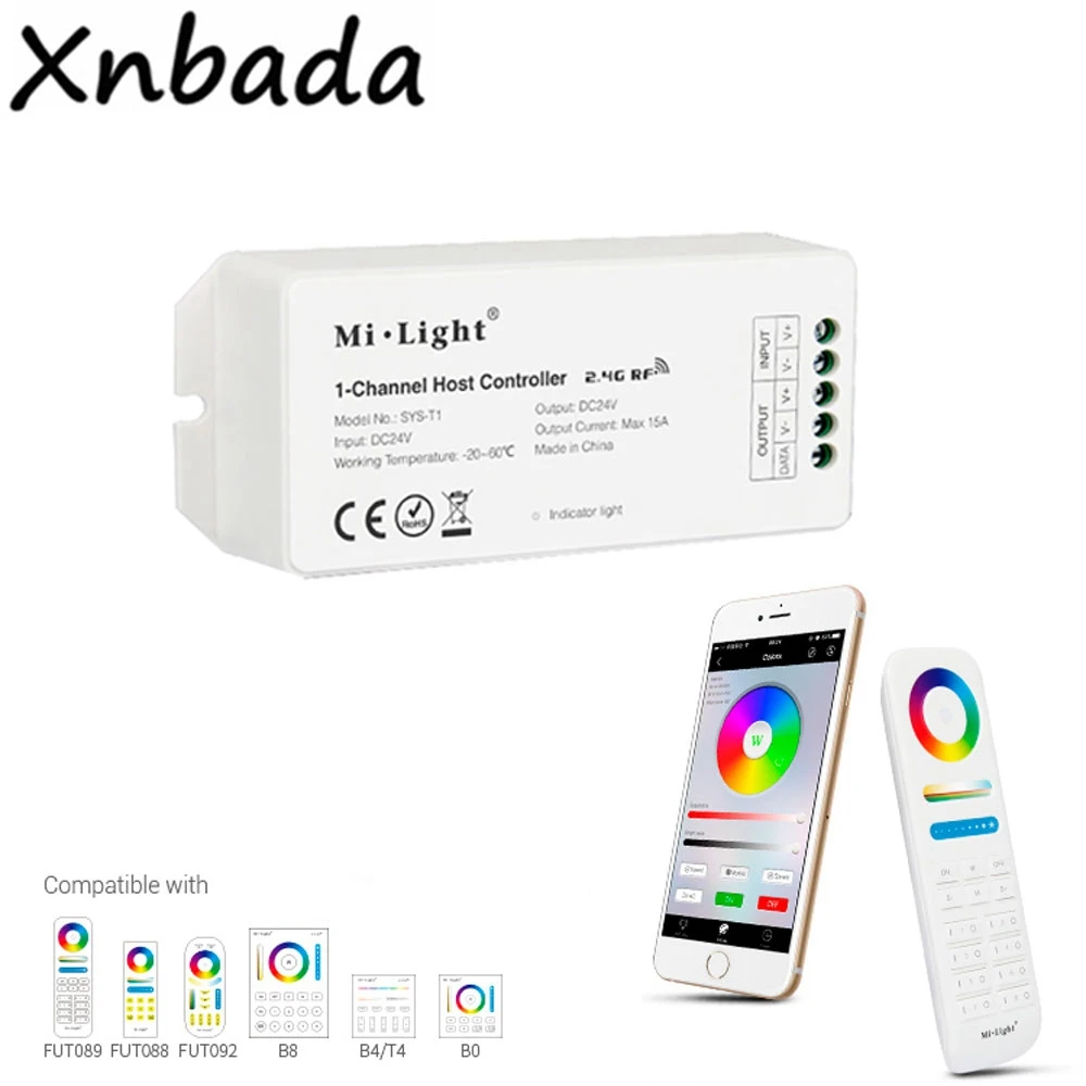 MiBoxer SYS T1 DC24V 2 4G RF 1 канальный хост светодиодный контроль ler Phone WIFI DMX Alexa Control Work