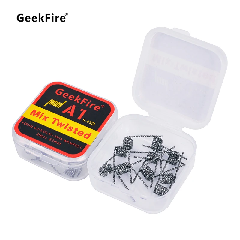 10 шт. GeekFire готовые катушки A1 Clapton с сопротивлением Alien Quad смешанные витой