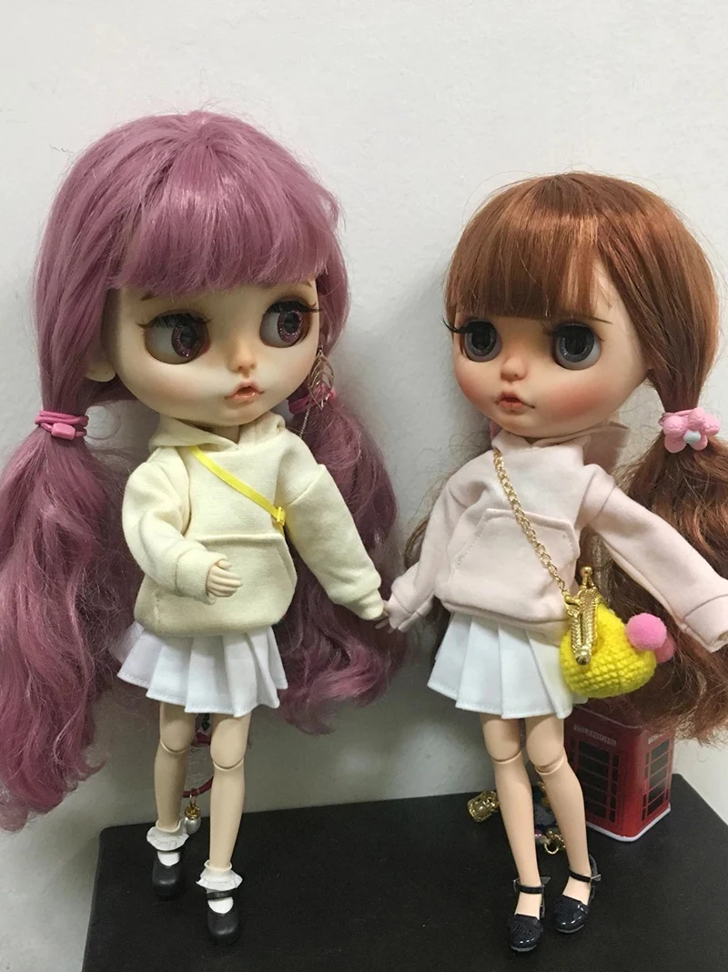 

1 PCS Pink Color Hoodie Fashion Fleeces with Pocket for Blylth Licca Dolls Accessories