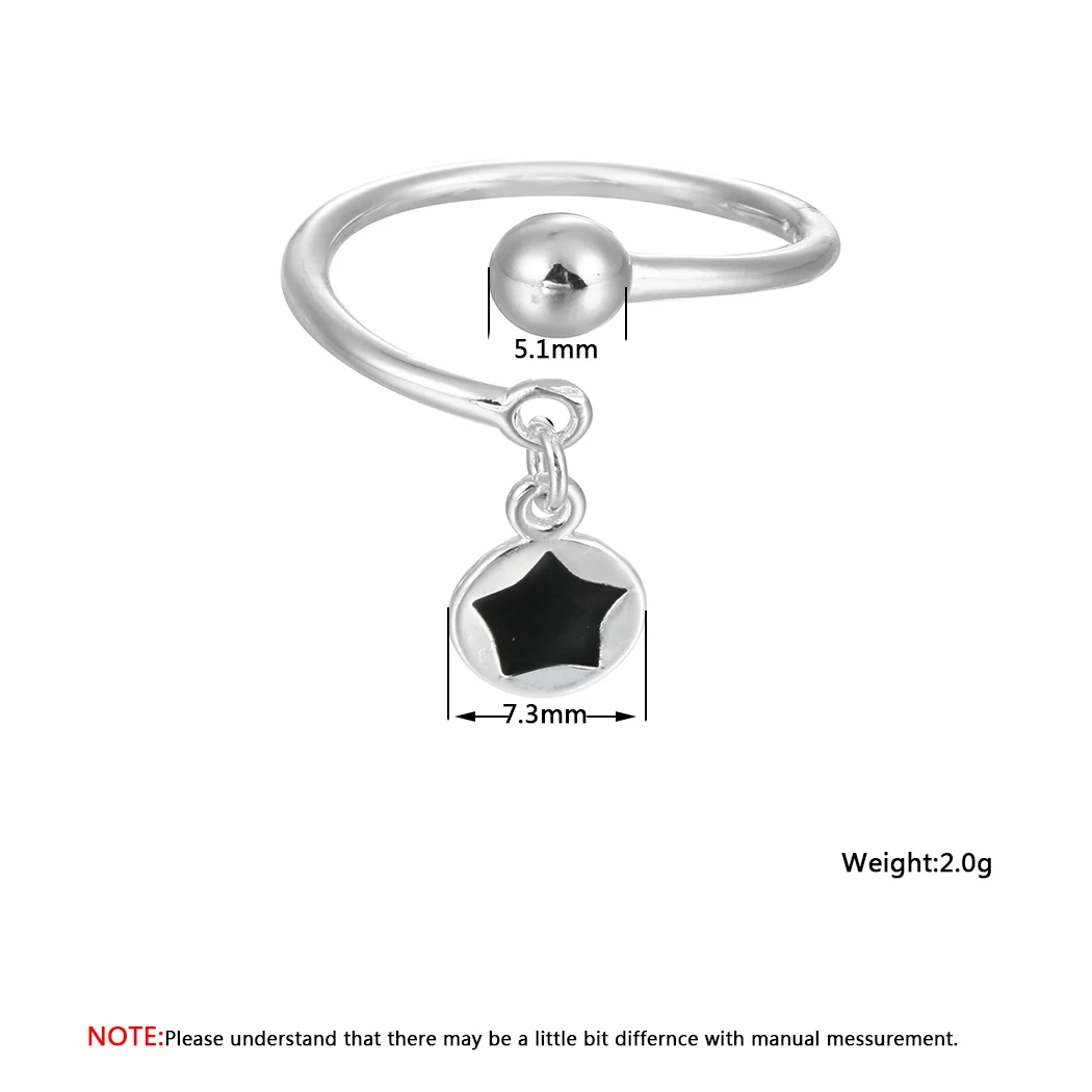 Женское кольцо с подвеской в виде черной звезды регулируемый размер|Кольца| |