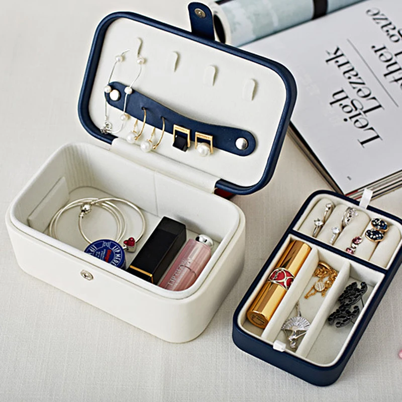 2 слоя бархат Чехол ювелирные изделия коробочки для хранения колец Дисплей лоток