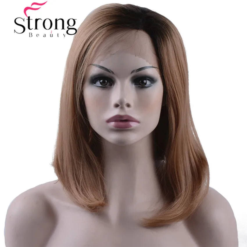 StrongBeauty синтетический парик на кружеве назад к зеленым бирюзовым бесклеевым Омбре Тон Цвет короткий боб волосы парики термостойкие