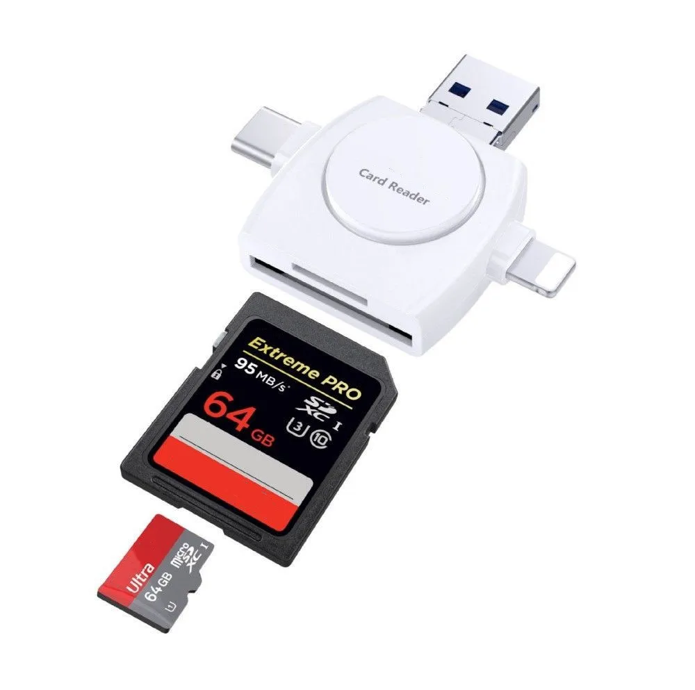 4 в 1 TF/MicroSD карты высокого Скорость OTG картридер Micro Тип usb C для телефона Android и iPhone