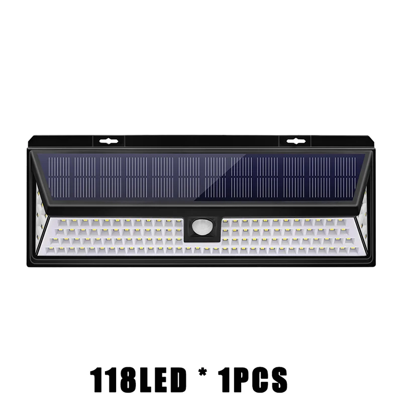 1pcs 118LED Солнечный светильник s уличный супер-яркий 118/44 светодиодный светильник с датчиком движения с 3 режимами солнечной лампы для сада патио - Испускаемый цвет: 1pcs 118LED